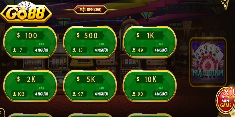 Mậu Binh Go88 nằm trong top đầu những trò chơi có lượng truy cập khủng nhất