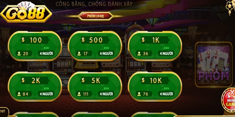 Phỏm Go88 là phiên bản trực tuyến của trò chơi tá lả truyền thống