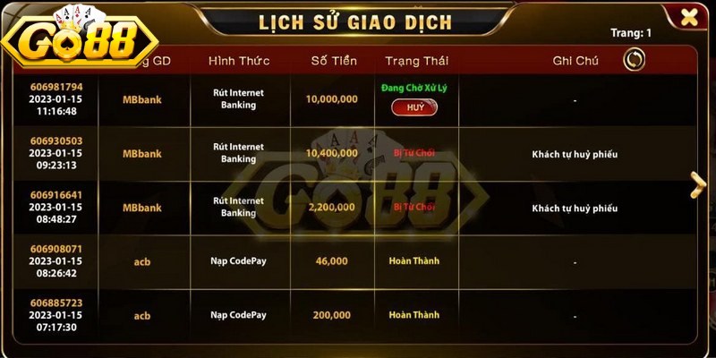 Điều kiện cần đáp ứng khi giao dịch rút tiền Go88